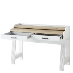 Landhaus Computertisch in Weiß & Eiche - Mehady