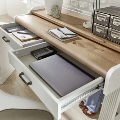 Landhaus Computertisch in Weiß & Eiche - Mehady