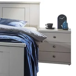 Landhaus Doppelbett in Hellgrau - Ridonna