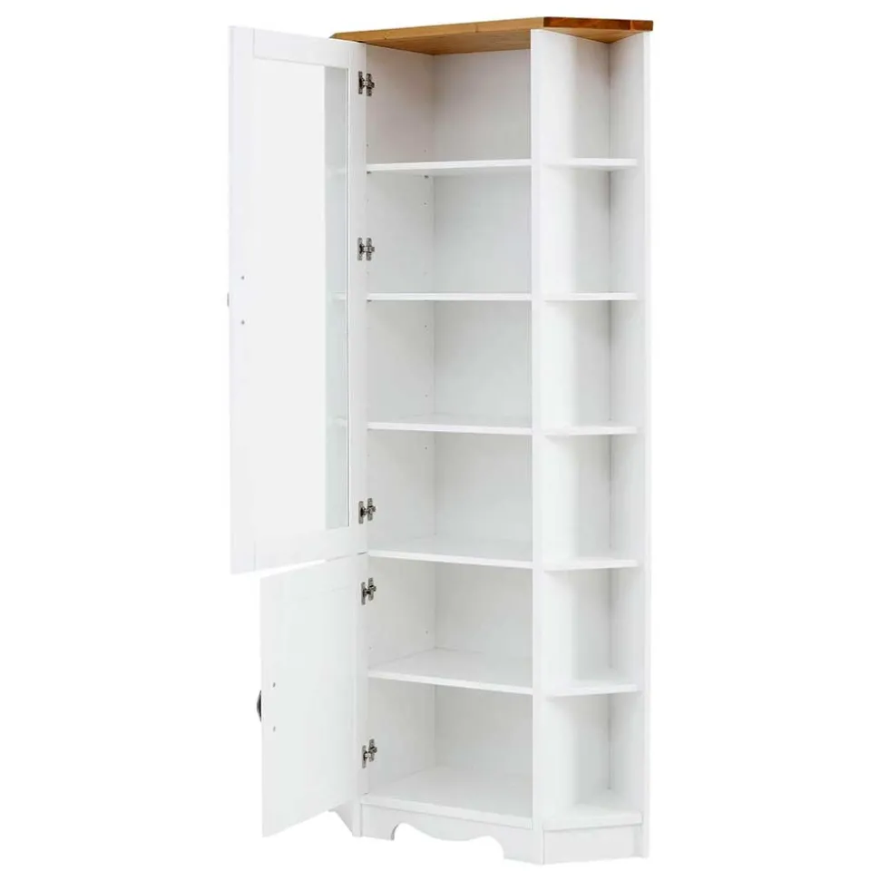 Landhaus Eckvitrine aus Kiefer zweifarbig - Ribeiro