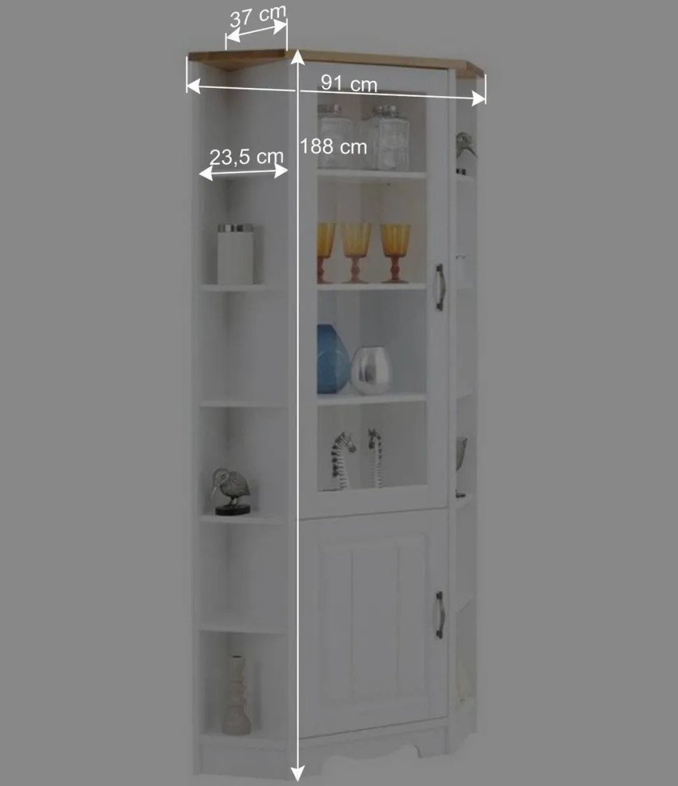 Landhaus Eckvitrine aus Kiefer zweifarbig - Ribeiro