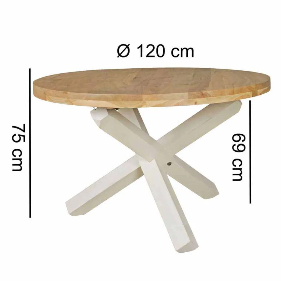 Landhaus Esstisch Drolivio mit Tischplatte rund