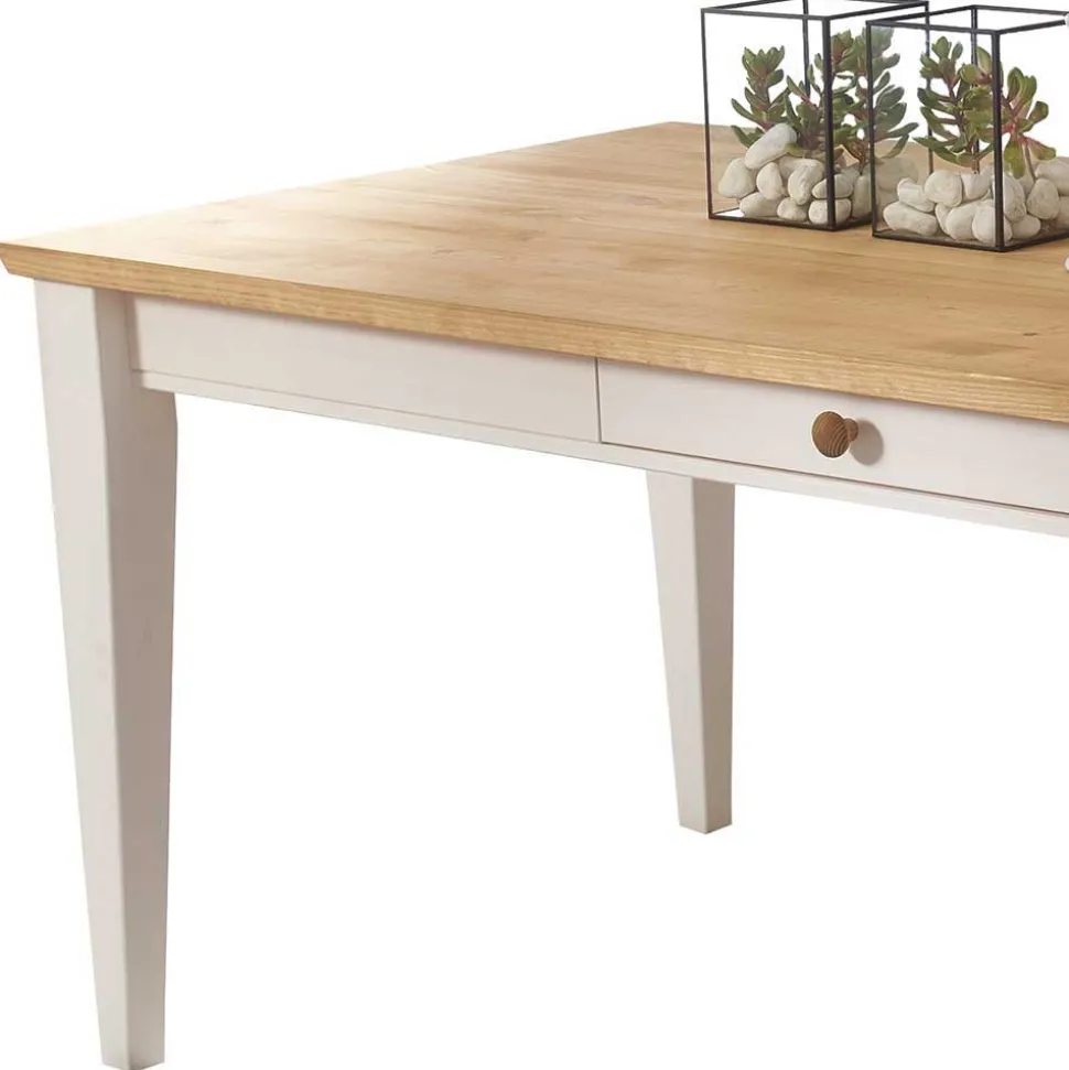 Landhaus Esstisch Elvelina mit Schublade