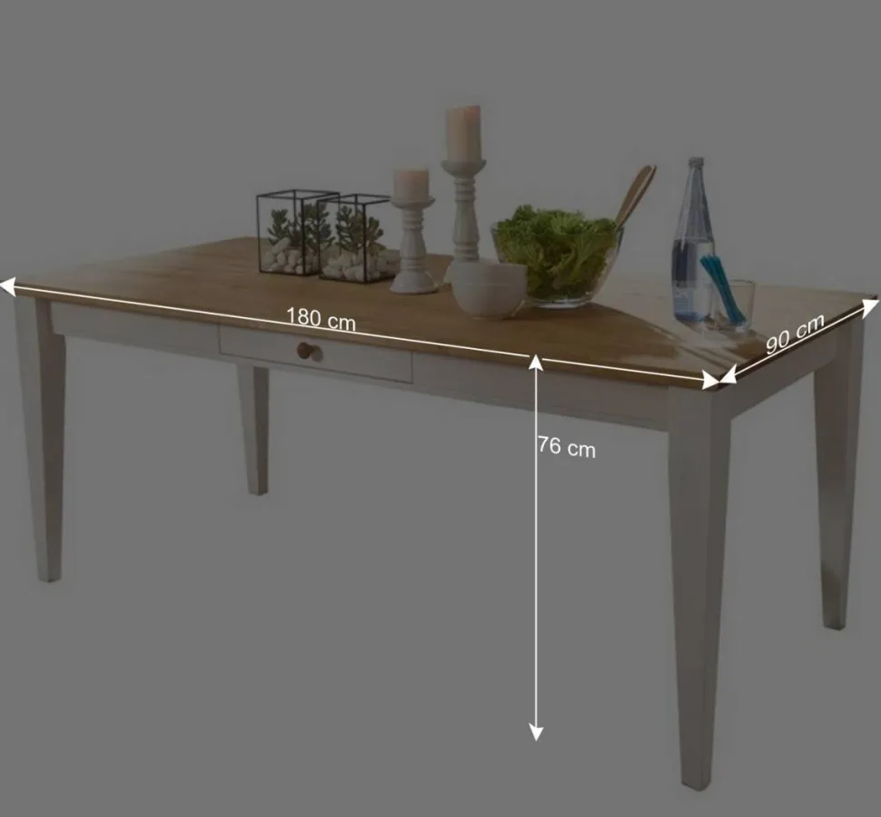 Landhaus Esstisch Elvelina mit Schublade