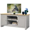 Landhaus Fernseher Unterschrank in Grau & Eiche - Poliesti