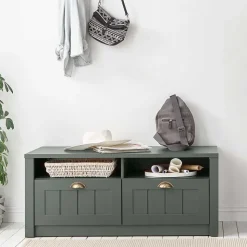 Landhaus Flur Bank in Dunkelgrün - Niestov