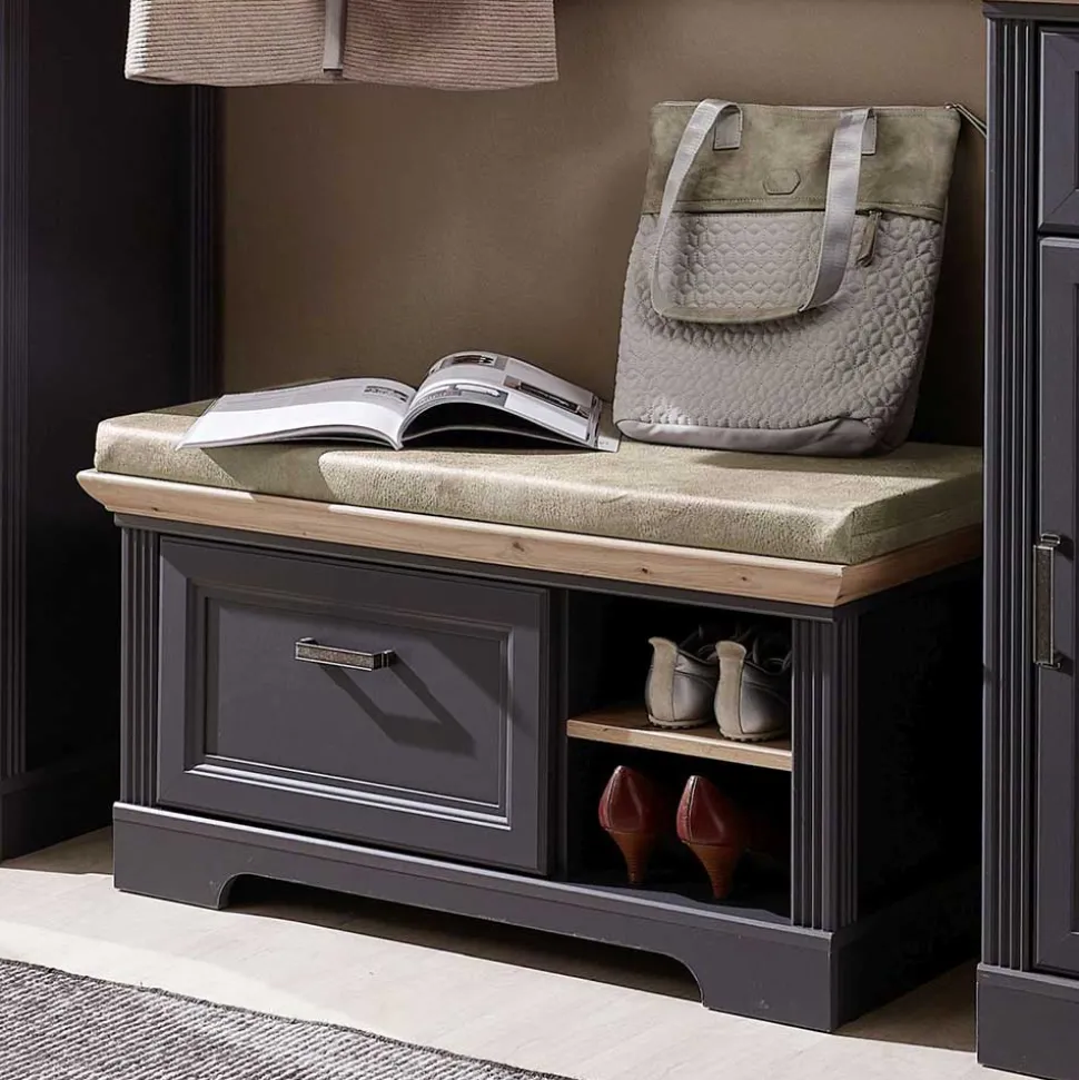 Landhaus Flurbank mit Kissen 93x49x41 cm - Thumbs