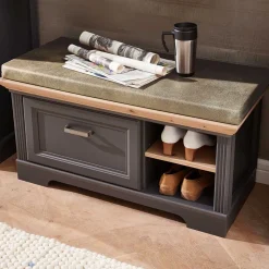 Landhaus Flurbank mit Kissen 93x49x41 cm - Thumbs