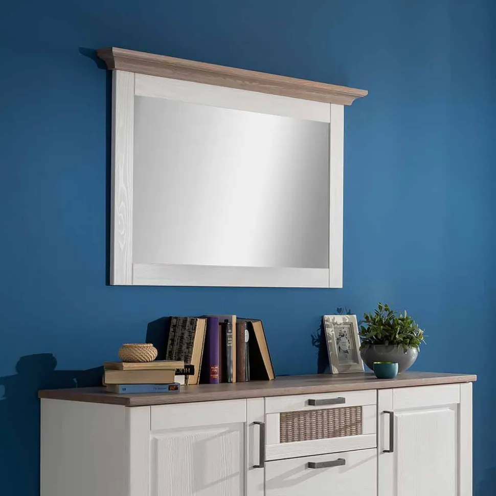 Landhaus Flurspiegel Izarella in Weiß und Taupe