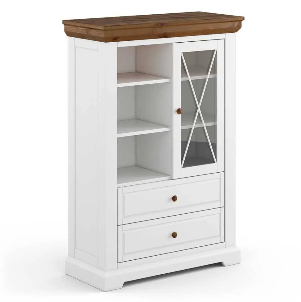 Landhaus Highboard aus Kiefer zweifarbig - Zalya