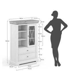 Landhaus Highboard aus Kiefer zweifarbig - Zalya