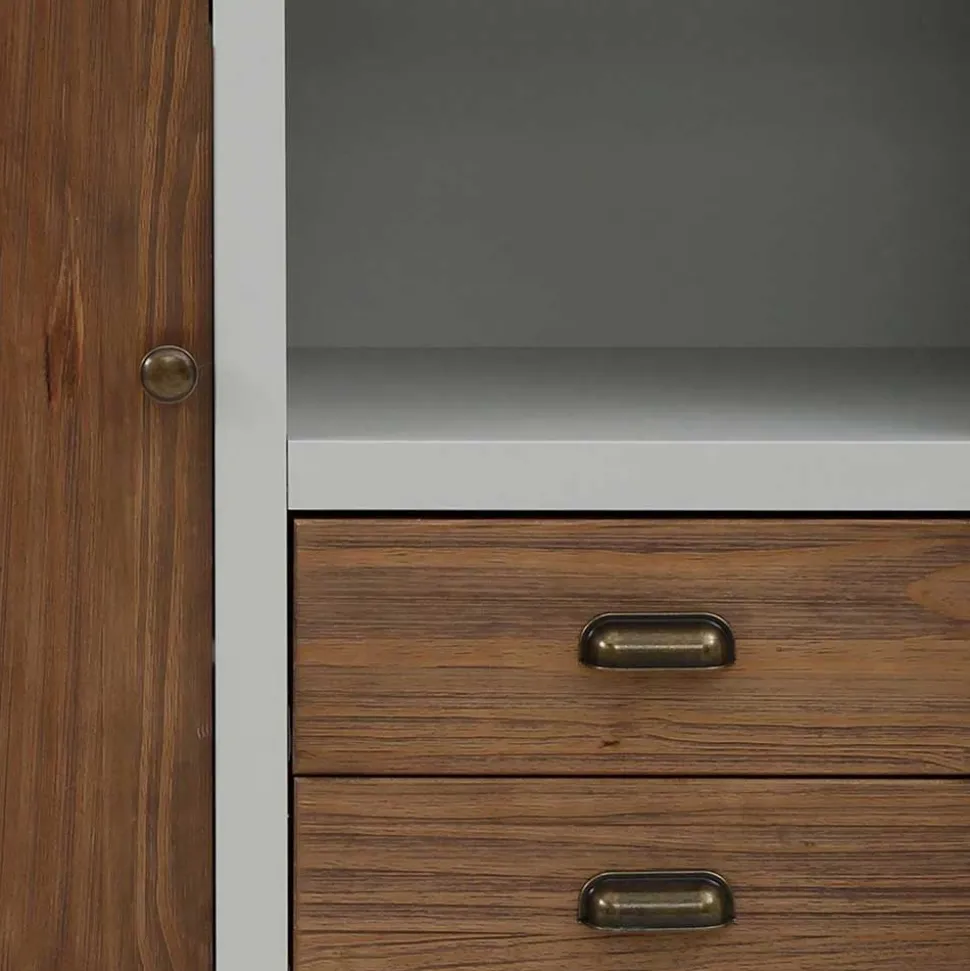 Landhaus Highboard in Holz Braun und Grau - Veproma