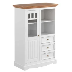 Landhaus Highboard in Weiß und Eiche - Bordona