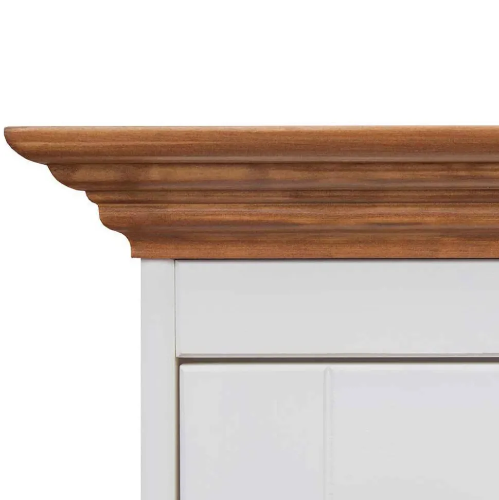 Landhaus Highboard in Weiß und Eiche - Bordona