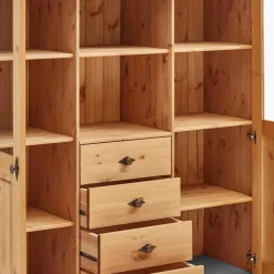 Landhaus Highboard mit Glas aus Kiefer - Eshelas