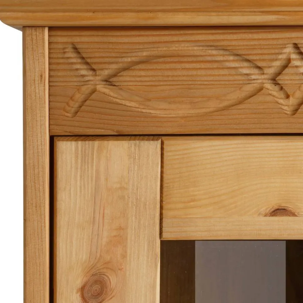 Landhaus Highboard Vitrine aus Kiefer - Goro