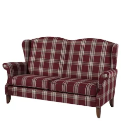 Landhaus Küchensofa in Rot mit Kariert Muster - Matieu