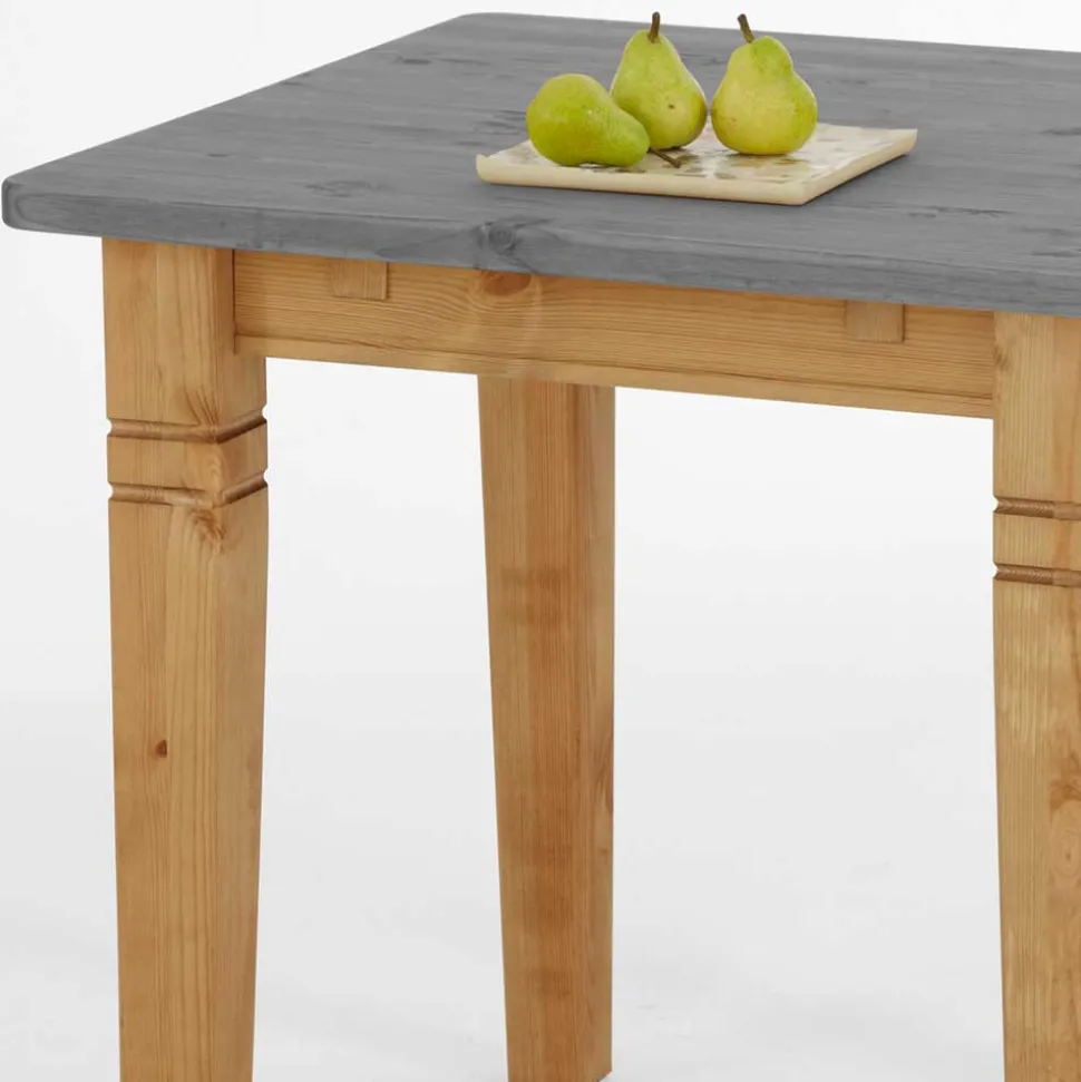 Landhaus Küchentisch in Grau & Kiefer Lauge - Viensta