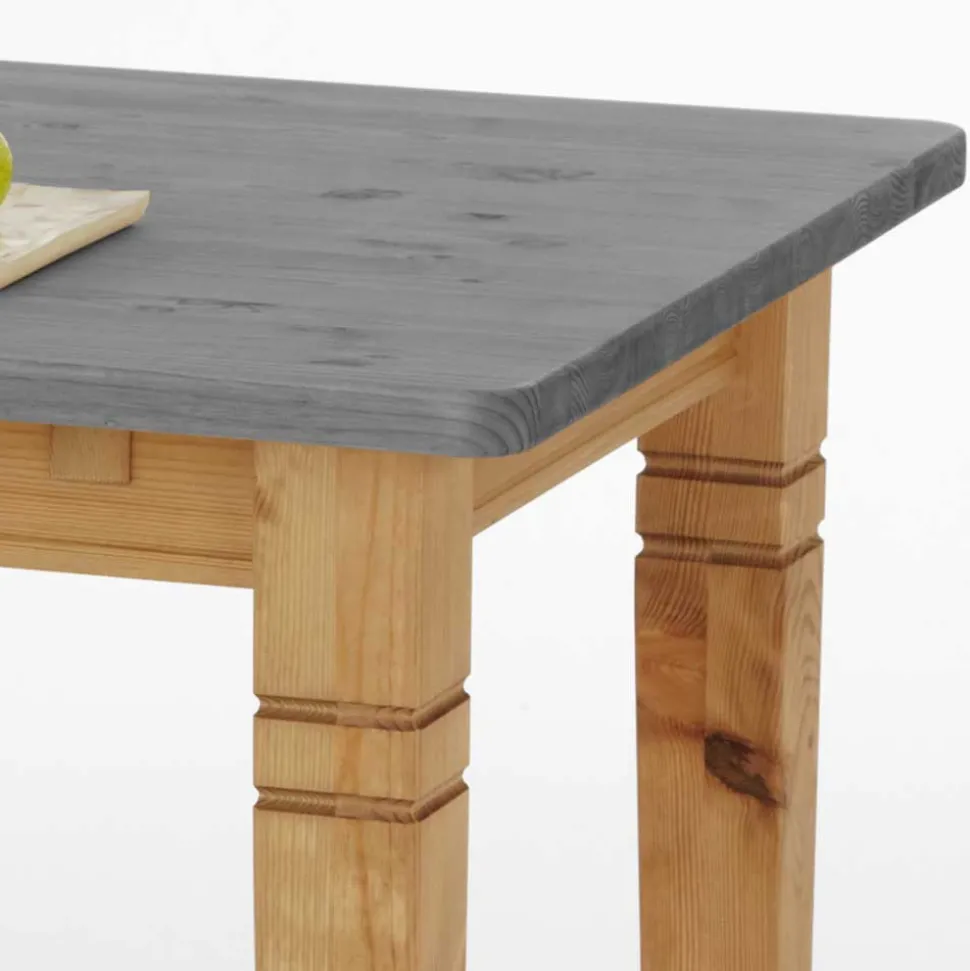 Landhaus Küchentisch in Grau & Kiefer Lauge - Viensta