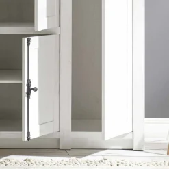 Landhaus Kleiderschrank Chelles in Weiß mit Spiegel