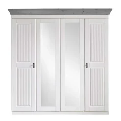 Landhaus Kleiderschrank in Weiß und Kiefer Grau - Caneon