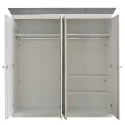 Landhaus Kleiderschrank in Weiß und Kiefer Grau - Caneon