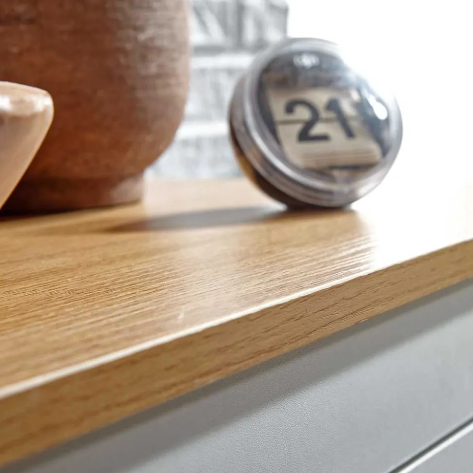 Landhaus Kombikommode in Weiß & Eiche Dekor - Intora