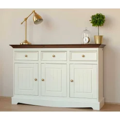 Landhaus Kombikommode in Weiß und Nussbaum - Manipur