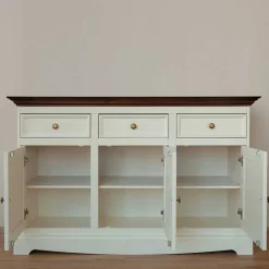 Landhaus Kombikommode in Weiß und Nussbaum - Manipur