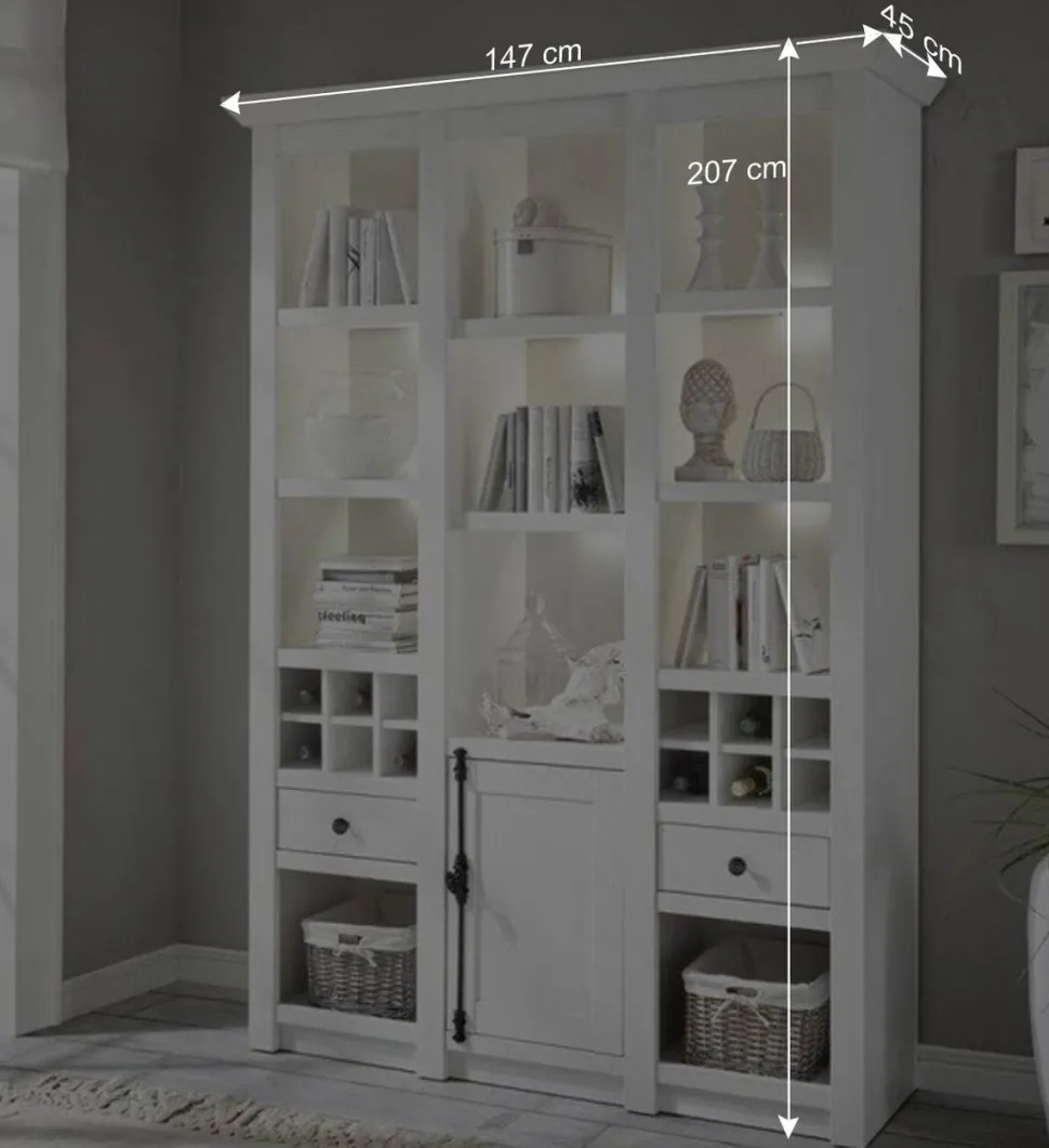 Landhaus Kombiregal in Weiß Touchwood - Chelles