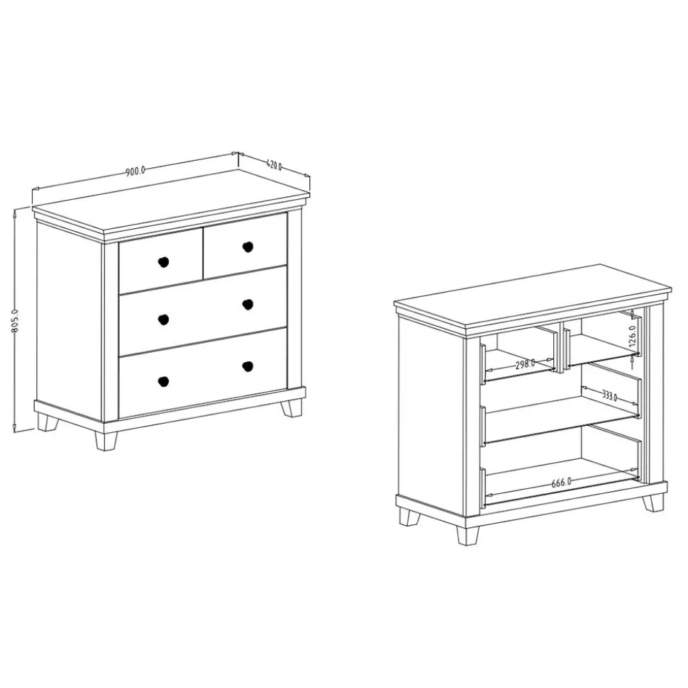 Landhaus Kommode in Dunkelgrün - Daney