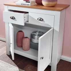 Landhaus Kommode in Weiß & Eiche Optik - Intora