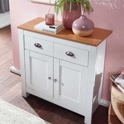 Landhaus Kommode in Weiß & Eiche Optik - Intora