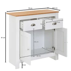 Landhaus Kommode in Weiß & Eiche Optik - Intora