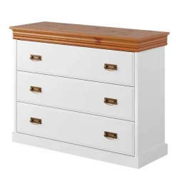 Landhaus Kommode in Weiß und Kiefer - Varicano