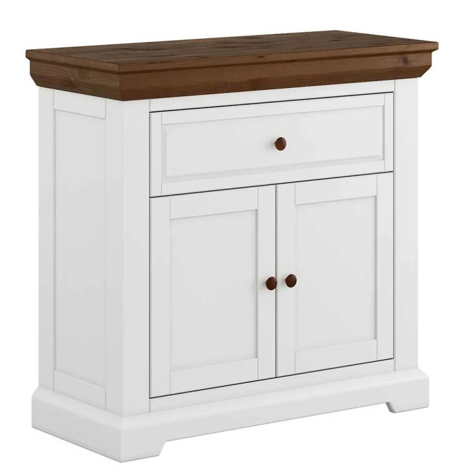 Landhaus Kommode in Weiß und Braun - Zalya