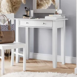 Landhaus Konsolentisch mit Schublade in Weiß - Indico