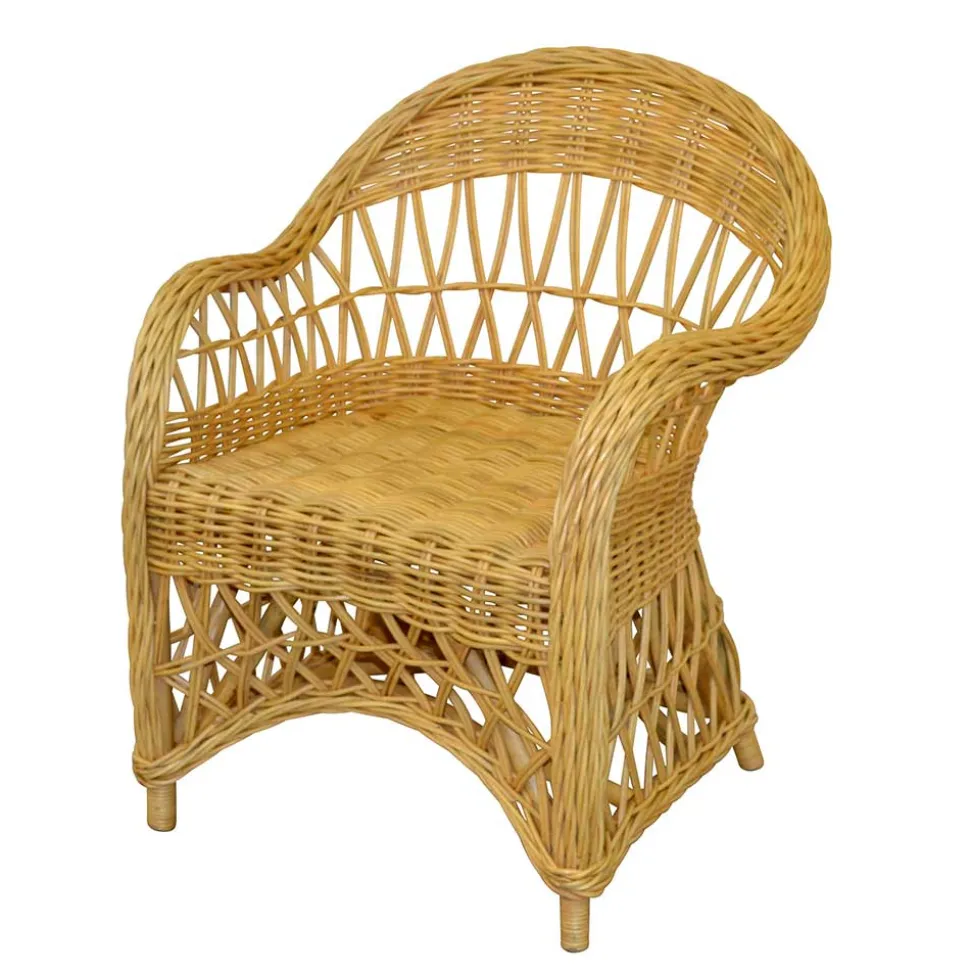 Landhaus Korbsessel in Beige Rattan - Witenga