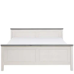 Landhaus Massivholzbett in Weiß & Grau - Mirandesca