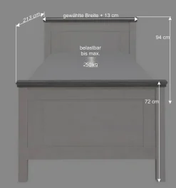 Landhaus Massivholzbett in Weiß & Grau - Mirandesca
