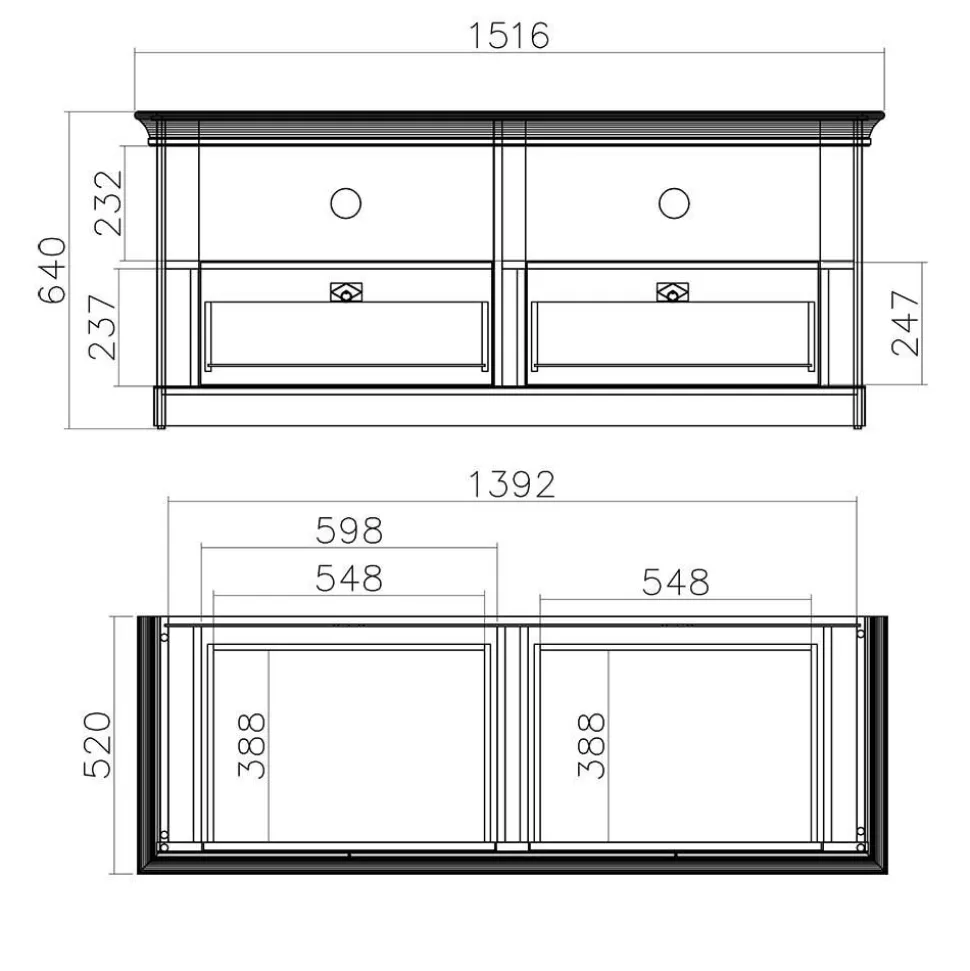 Landhaus Möbel Kombination für Wohnzimmer - Diatara (vierteilig)