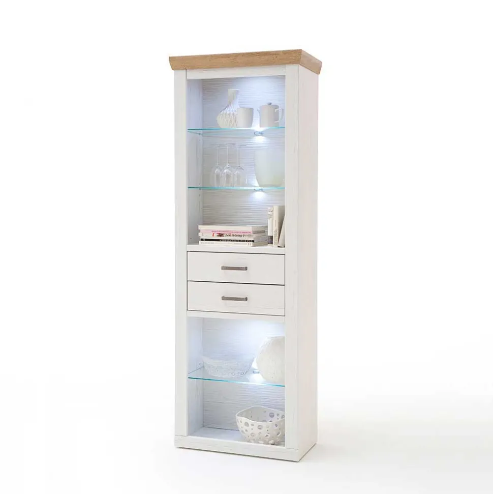 Landhaus MDF Regal mit Glasböden - Samula