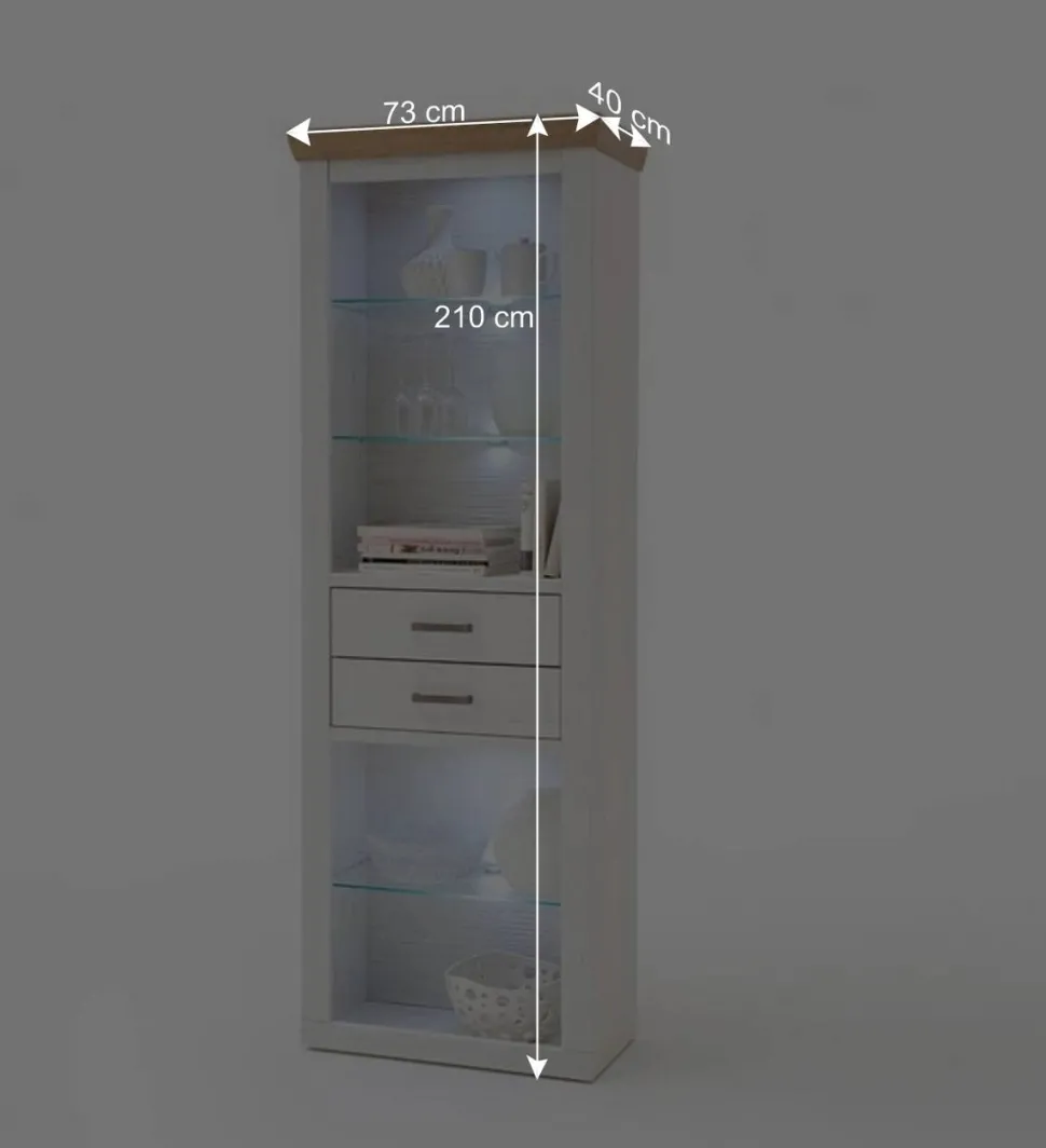 Landhaus MDF Regal mit Glasböden - Samula