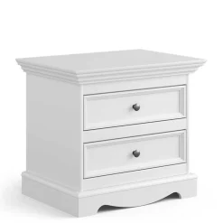 Landhaus Nachtkommode in Weiß lackiert - Indico