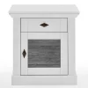 Landhaus Nachtkommode in Weiß & Grau - Urezzas