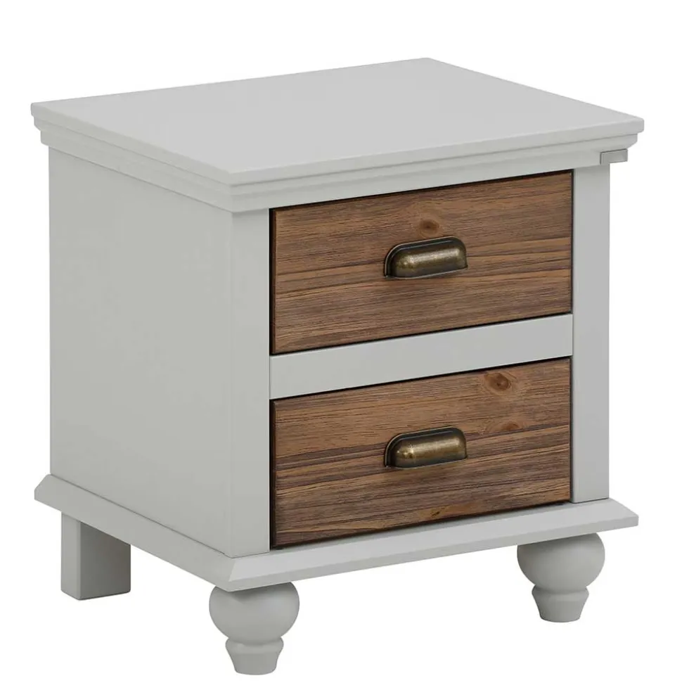 Landhaus Nachtkommode in Holz Braun und Grau - Veproma