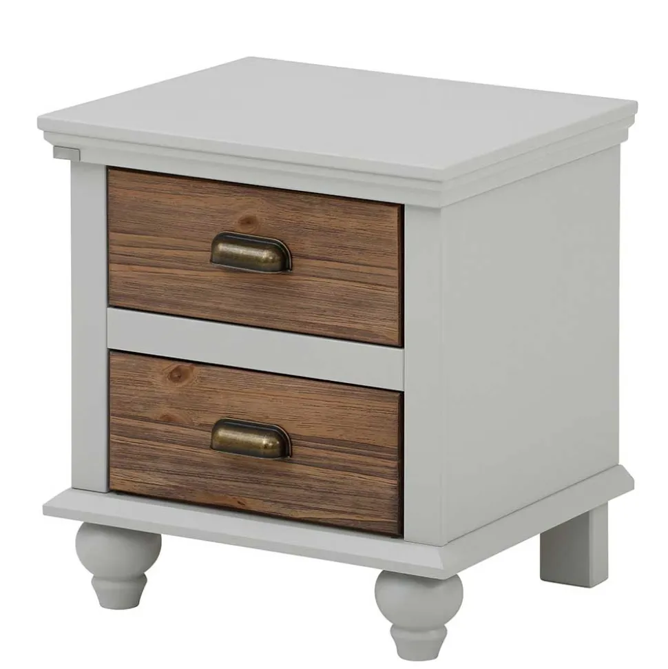Landhaus Nachtkommode in Holz Braun und Grau - Veproma