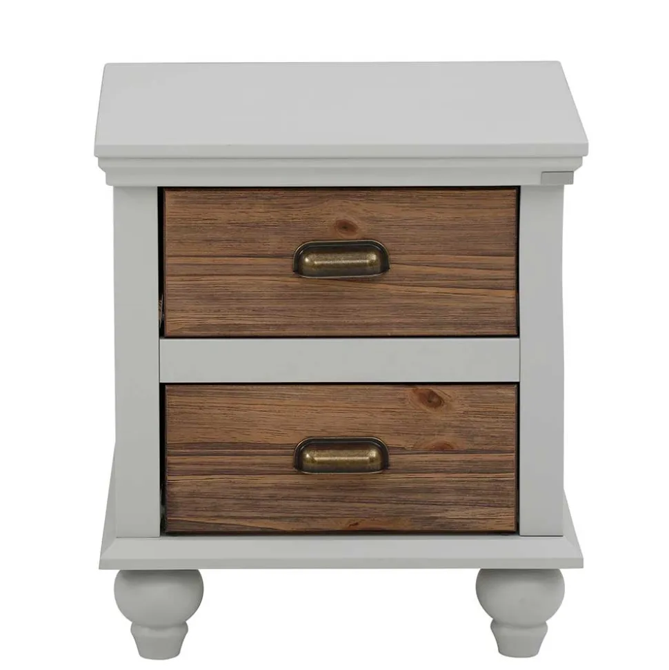 Landhaus Nachtkommode in Holz Braun und Grau - Veproma