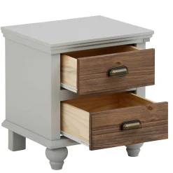 Landhaus Nachtkommode in Holz Braun und Grau - Veproma