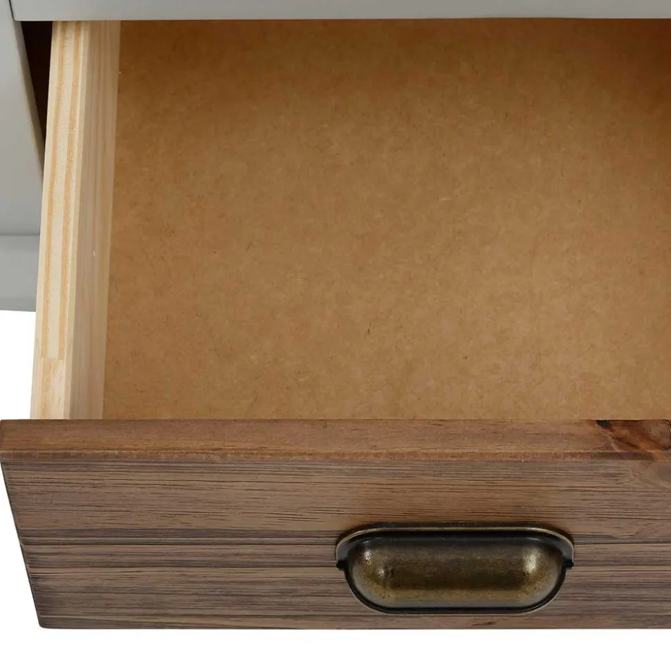 Landhaus Nachtkommode in Holz Braun und Grau - Veproma